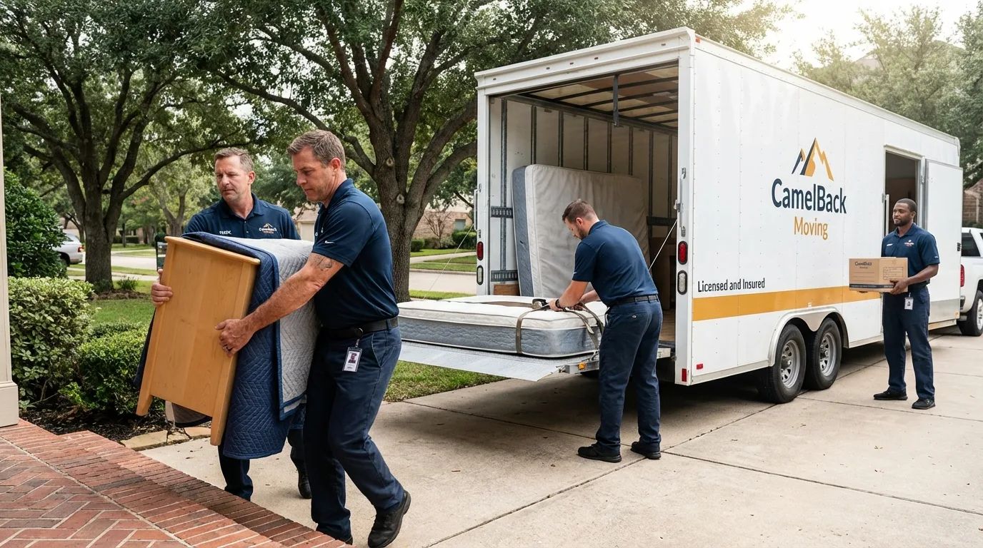 Crew loading residential truck for cross-state move from New Bremen, OH