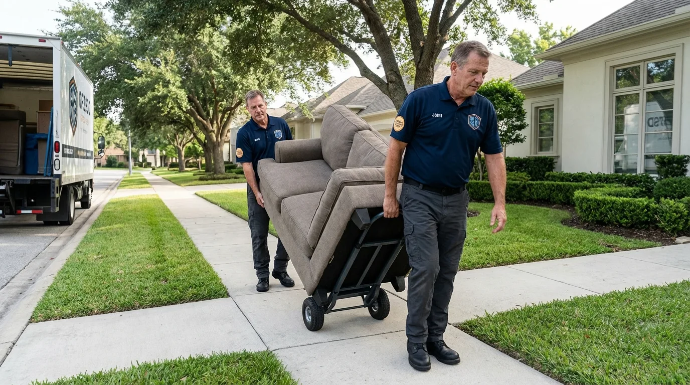 Local residential moving crew loading furniture in New Bremen, OH